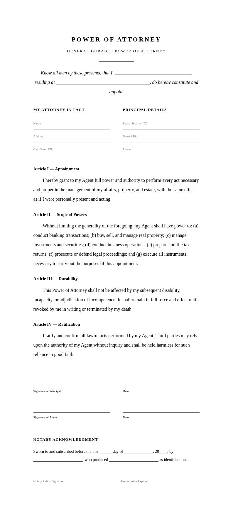 Academic Formal Power of Attorney